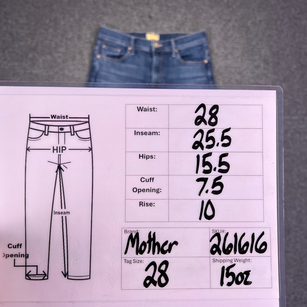 Mother The Insider Crop Step Fray Women 28x25 Blue Slim Bootcut Casual High Rise - Picture 3 of 16